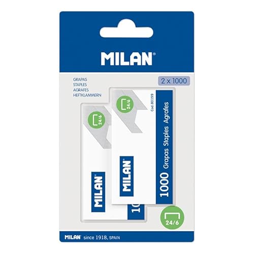 Blisterpackung 2 Boxen mit 1000 Heftklammern 24/6 MILAN® von Milan