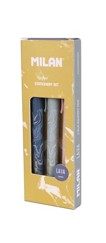 MILAN® Geschenkbox Serie Lava, mit 3 Kugelschreibern P1, blaue Tinte, verschiedene Farben von MILAN