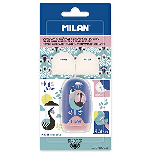 MILAN BYM10034PCK Blister Messerschärfer Capsule Peacock + 2 Ersatzgummis, mehrfarbig MILAN BYM10034PCK Blister Messerschärfer Capsule Peacock + 2 Ersatzgummis, mehrfarbig von MILAN