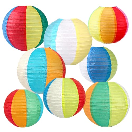 8 Stück Papier Lampions Regenbogen, Hängende Bunt Runde Papierlaterne Papier Laterne für Lampenschirm Hochzeit Geburtstag Feiern Garten Deko Brautparty 8 Stück Papier Lampions Regenbogen, Hängende Bunt Runde Papierlaterne Papier Laterne für Lampenschirm Hochzeit Geburtstag Feiern Garten Deko Brautparty von MILEEO