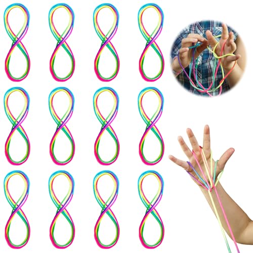 MILIAFLICK Fadenspiel Fingerspiel Rainbow Rope Fingertwist Regenbogen Schnur Finger Finger Twist Fadenspiel für Kindergeburtstag als Mitgebsel Mädchen Jungen (12) von MILIAFLICK