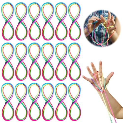 MILIAFLICK Fadenspiel Fingerspiel Rainbow Rope Fingertwist Regenbogen Schnur Finger Finger Twist Fadenspiel für Kindergeburtstag als Mitgebsel Mädchen Jungen (18) von MILIAFLICK