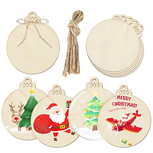 Milieur 30Pcs Holzscheiben zum Basteln, DIY handgemachte hängende Holzornamente zum Bemalen, mit Lanyards für Weihnachtsdekorationen Milieur 30Pcs Holzscheiben zum Basteln, DIY handgemachte hängende Holzornamente zum Bemalen, mit Lanyards für Weihnachtsdekorationen von MILIEUR