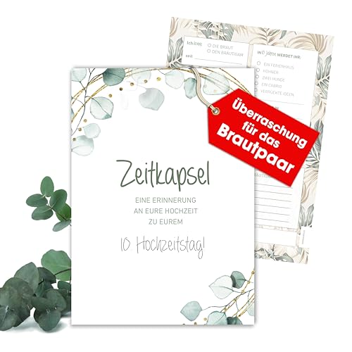 MILINDO 25 Karten Hochzeitsgeschenk Zeitkapsel - Geschenk für Brautpaar – Erinnerungskarten – Eukalyptus – Boho Stil (25) von MILINDO
