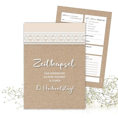 MILINDO 25 Karten Hochzeitsgeschenk Zeitkapsel - Geschenk für Brautpaar – Erinnerungskarten – Vintage – Kraftpapier-Optik MILINDO 25 Karten Hochzeitsgeschenk Zeitkapsel - Geschenk für Brautpaar – Erinnerungskarten – Vintage – Kraftpapier-Optik von MILINDO