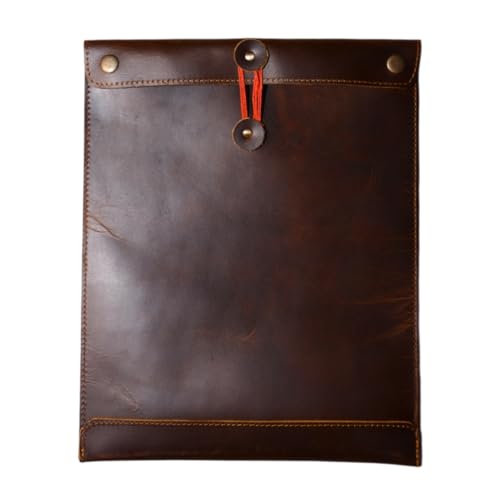 Leder-Versandumschlag, Dokumentenhalter, Leder-Portfolio-Ordner, A4-Briefgröße, gummierte Ordnerhülle, vertikaler Schutz, Büro-Padfolio, handgefertigtes Schreibtischzubehör (schwarz) von MILITARIA STUFFS