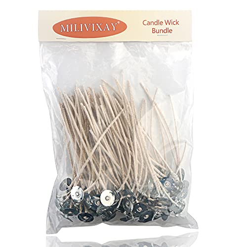 MILIVIXAY 100 Stück ECO 14 Dochte, 15,2 cm Baumwoll- und Papierdochte, vorgewachst und mit Reitern für Soja-Kerzenherstellung MILIVIXAY 100 Stück ECO 14 Dochte, 15,2 cm Baumwoll- und Papierdochte, vorgewachst und mit Reitern für Soja-Kerzenherstellung von MILIVIXAY