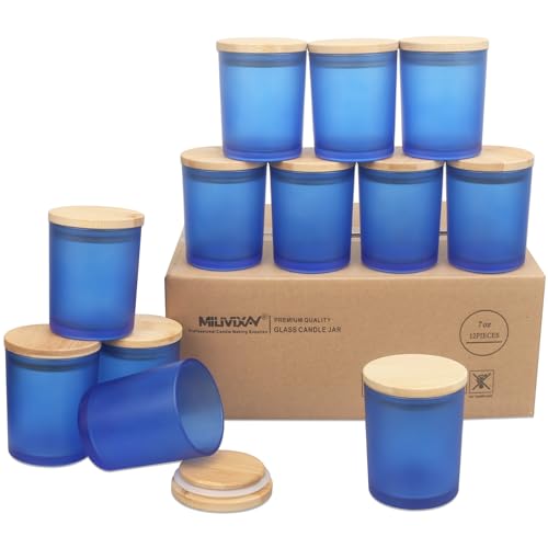 MILIVIXAY 12 Stück 200 ml Milchglas-Kerzengläser mit Deckel, leere Kerzengläser für die Herstellung von Kerzen, Gewürze, Pulverbehälter. von MILIVIXAY