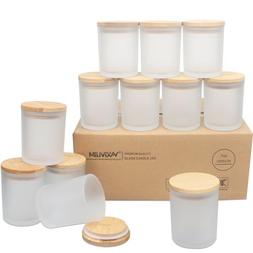 MILIVIXAY 12 Stück 200 ml Milchglas-Kerzengläser mit Deckel, leere Kerzengläser für die Herstellung von Kerzen, Gewürze, Pulverbehälter. von MILIVIXAY