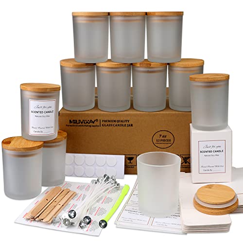 MILIVIXAY 12 Stück 200 ml Milchglas-Kerzengläser mit Deckel und Kerzenherstellungs-Kits – leere Kerzengläser für die Herstellung von Kerzen – Gewürz-, Pulverbehälter von MILIVIXAY