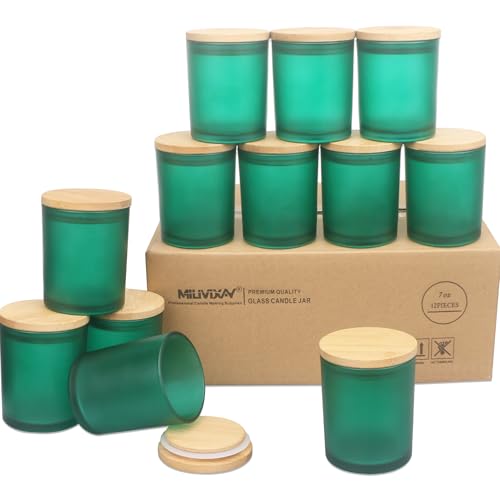 MILIVIXAY 12 Stück 200 ml mattgrüne, dicke Glas-Kerzengläser mit Deckel, leere Kerzengläser für die Herstellung von Kerzen, Gewürz-, Pulverbehälter. MILIVIXAY 12 Stück 200 ml mattgrüne, dicke Glas-Kerzengläser mit Deckel, leere Kerzengläser für die Herstellung von Kerzen, Gewürz-, Pulverbehälter. von MILIVIXAY