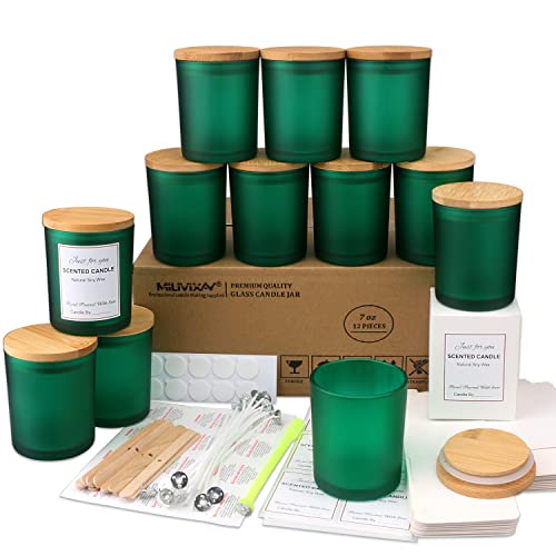 MILIVIXAY 12 Stück 200 ml mattgrüne Glas-Kerzengläser mit Deckel und Kerzenherstellungs-Sets – leere Kerzengläser für die Herstellung von Kerzen – Gewürze, Pulverbehälter. MILIVIXAY 12 Stück 200 ml mattgrüne Glas-Kerzengläser mit Deckel und Kerzenherstellungs-Sets – leere Kerzengläser für die Herstellung von Kerzen – Gewürze, Pulverbehälter. von MILIVIXAY