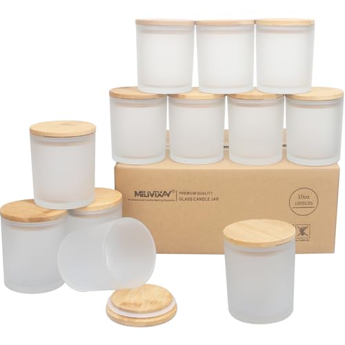 MILIVIXAY 12 Stück 284 ml Milchweiß dicke Glas-Kerzengläser mit Deckel – leere Kerzengläser für die Herstellung von Kerzen – Gewürz-, Pulverbehälter MILIVIXAY 12 Stück 284 ml Milchweiß dicke Glas-Kerzengläser mit Deckel – leere Kerzengläser für die Herstellung von Kerzen – Gewürz-, Pulverbehälter von MILIVIXAY