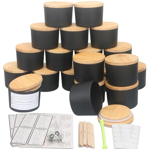 MILIVIXAY 20 Stück 118 ml mattschwarze Glaskerzengläser mit Deckel und Kerzenherstellungs-Kits – Großpackung breite Öffnung kleine leere Kerzengläser für die Herstellung von Kerzen – Gewürz-, MILIVIXAY 20 Stück 118 ml mattschwarze Glaskerzengläser mit Deckel und Kerzenherstellungs-Kits – Großpackung breite Öffnung kleine leere Kerzengläser für die Herstellung von Kerzen – Gewürz-, von MILIVIXAY