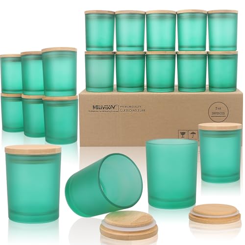 MILIVIXAY 20 Stück 200 ml mattgrüne, dicke Glas-Kerzengläser mit Deckel – leere Kerzengläser für die Herstellung von Kerzen – Gewürz-, Pulverbehälter MILIVIXAY 20 Stück 200 ml mattgrüne, dicke Glas-Kerzengläser mit Deckel – leere Kerzengläser für die Herstellung von Kerzen – Gewürz-, Pulverbehälter von MILIVIXAY