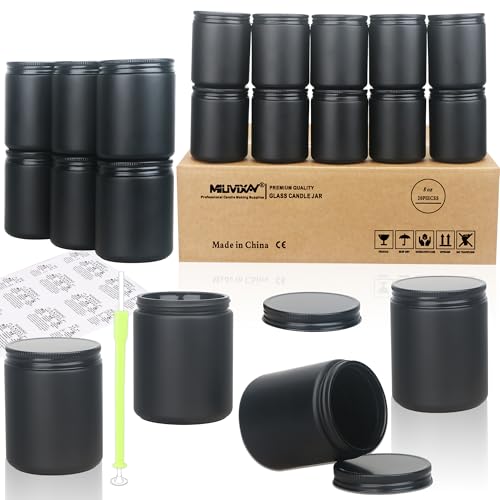 MILIVIXAY 20 Stück 237 ml dickes Glas mattschwarze Kerzengläser mit komplett schwarzen Metalldeckeln, leere Kerzengläser für die Herstellung von Kerzen, Einmachglas für Gewürze, Flüssigkeiten, Proben MILIVIXAY 20 Stück 237 ml dickes Glas mattschwarze Kerzengläser mit komplett schwarzen Metalldeckeln, leere Kerzengläser für die Herstellung von Kerzen, Einmachglas für Gewürze, Flüssigkeiten, Proben von MILIVIXAY