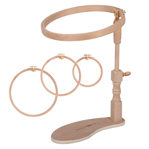 MILWARDS Freihändig verstellbarer Sitzrahmen, Schoßständer, drehbarer Kreuzstichhalter, Buchenholz, mit 3 Rahmen 6", 8", 10" MILWARDS Freihändig verstellbarer Sitzrahmen, Schoßständer, drehbarer Kreuzstichhalter, Buchenholz, mit 3 Rahmen 6", 8", 10" von MILWARDS