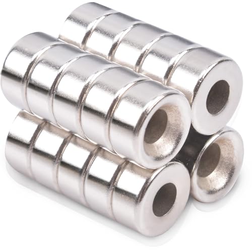 MIN CI 10X5mm Magnete Stark, 20 Stück Neodym Magnete mit Loch Bohrung und Senkkopfschraube-M4 Senkloch Rund Magnete zum Anschrauben Magneten für Magnettafel Küchenschrank Senkkopf Magnet von MIN CI