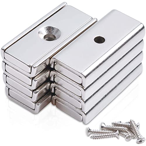 MIN CI 8 Stück Magnete Stark Groß, 30X13.5X5mm Neodym Magnete Extra Stark Magneten Schraubbar Flach Magnete mit Loch Magnetverschluss Senkkopf Magnet zum Anschrauben Topfmagnet Türmagnet von MIN CI