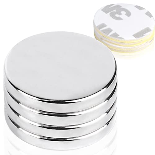 MIN CI 20x3mm Neodym Magnete Extra Stark, 4 Stück Starker Magnete zum Klein Runde Magnet Flach Selbstklebend Magnete Kleben Magneten für Magnettafel Whiteboard Kühlschrank Magnete von MIN CI