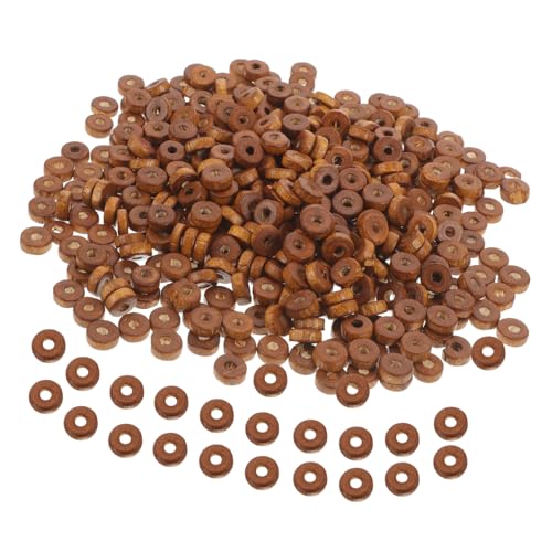 MINAOLULUS 1000Stücke Kaffeefarbene Holzperlen für DIY Schmuck Flachrunde Perlen zum Basteln von Armbändern Halsketten und Schlüsselanhängern Projekte von MINAOLULUS