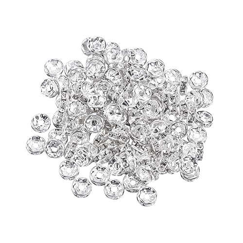 MINAOLULUS 100Stücke Strass Rondelle Spacer Perlen Silber für DIY Schmuckherstellung Bastelperlen für Armbänder und Dekorationen von MINAOLULUS