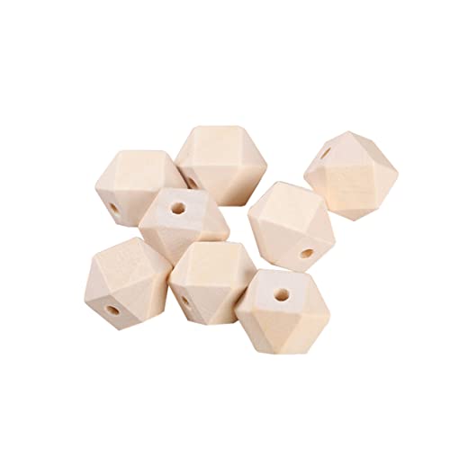 MINAOLULUS 100Stücke Unlackierte Naturfarbene Holzperlen Achteckige DIY Abstandsperlen für Schmuckherstellung und Bastelprojekte Unvollendete Holzperlen zum Auffädeln und Dekorieren von MINAOLULUS