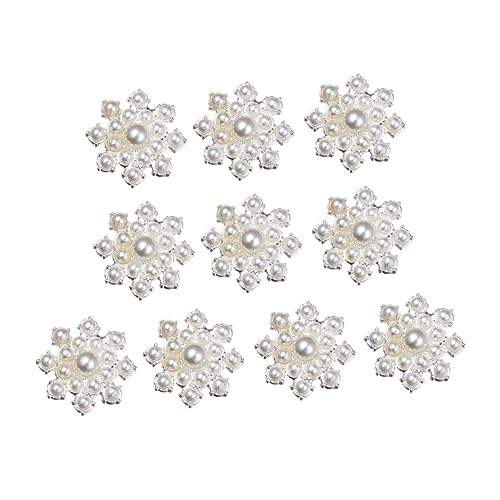 MINAOLULUS 10Stücke Perlen Ornamente DIY Dekoration Patches Handwerksmaterialien für Kleidung Schuhe Schals Silberfarben für Bastelprojekte von MINAOLULUS