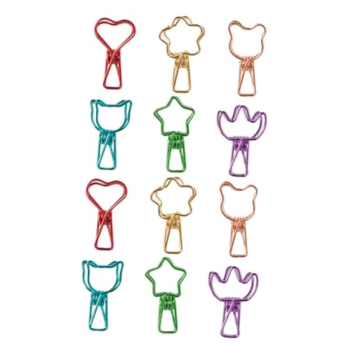 MINAOLULUS 12 Stück Planer Büroklammern büromaterial buro zubehör Papierklammern Büroklammern für verschiedene Aufgaben Dekorative Papierclips Büroklammern aushöhlen Sterne Lesezeichen Metall von MINAOLULUS
