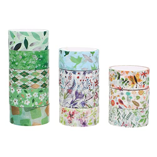 MINAOLULUS 12Rollen Themen Washi Tape Dekoratives Klebeband für Scrapbooking DIY Handwerk und Journaling Designs für Bastelprojekte und Geschenkverpackungen von MINAOLULUS