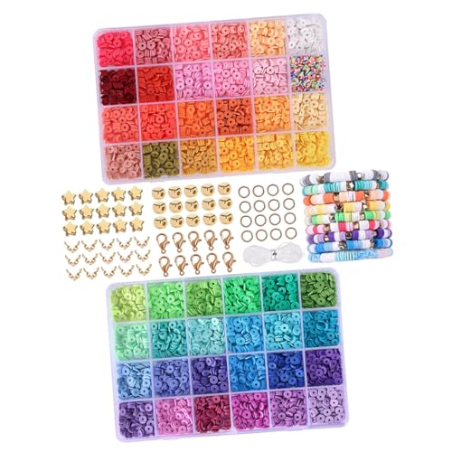 MINAOLULUS 1Satz DIY Polymer Clay Perlen zur Armbandherstellung Farben Farbe Zubehörteile Schnur Bastelset für Schmuckprojekte und von MINAOLULUS