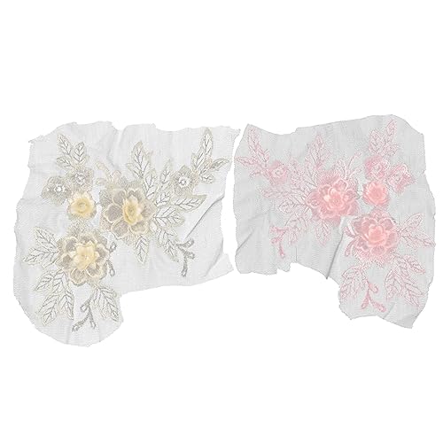 MINAOLULUS 2 Stück Dreidimensionale Blütenapplikation Form Spitze bunt sticken Flecken gestickte Aufnäher Patches Applikationen Stickaufkleber Aufnäher für Blumenkleidung Baumwollfaden Rosa von MINAOLULUS
