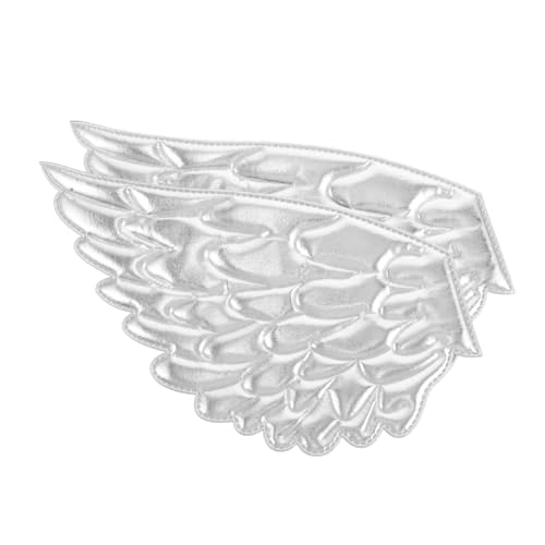 MINAOLULUS 2 Stück Engelsflügel Zubehör Bügelapplikation Patch Applikationspatch aufnähen Nähenkostümdekoration Applikationen mit Engelsflügeln Engel Patches Schwamm Silver von MINAOLULUS