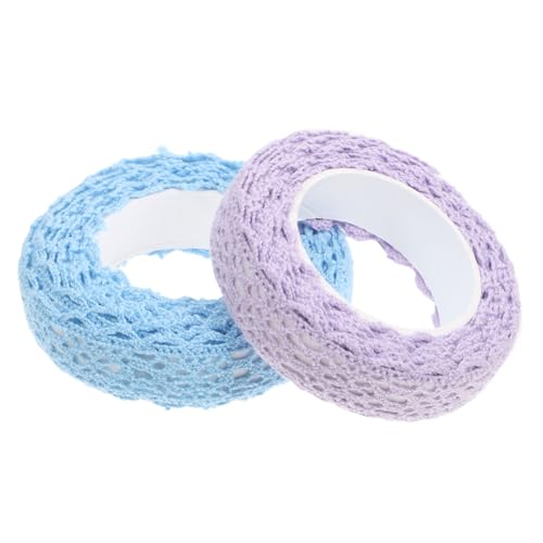 MINAOLULUS 2 Stück Spitzenklebeband Baumwollband Baumwollgarn Spitze Dekoration aufkleber Washi Tape Glitzer Grundmuster Washi Tape Scrapbook-Spitzenband lila Spitze DIY Klebefaden Stoff von MINAOLULUS
