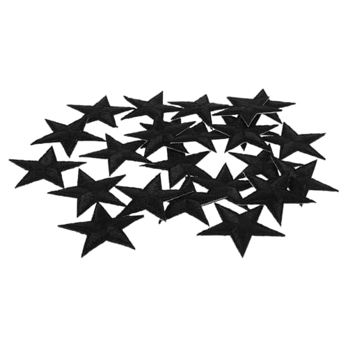 MINAOLULUS 24 Stück Pentagramm-Patch Stickerei-Stern-Patches Eisenflicken für Rucksäcke Sterne Bügelbild Stickaufnäher aufnähen Aufnäher mit Sternstickerei Polyester Black von MINAOLULUS