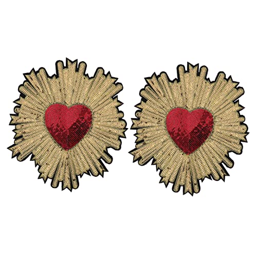 MINAOLULUS 2Stücke Pailletten Aufnäher Herz Dekoration für Kleidung DIY Nähapplikation Selbstklebende Patches zum Aufbügeln Glänzendes Design für Stilvolle Outfits von MINAOLULUS