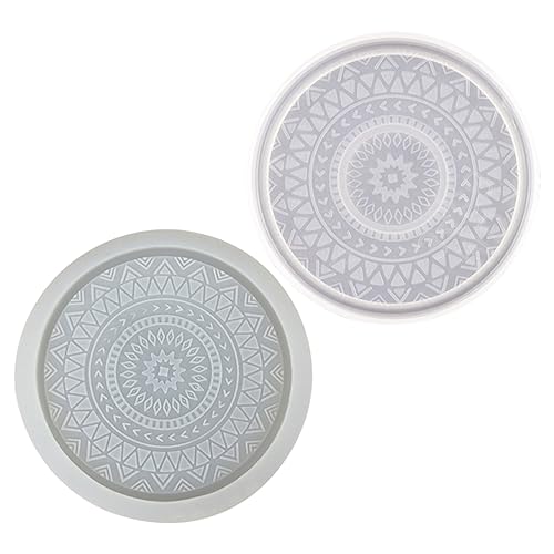 MINAOLULUS 2Stücke Untersetzer Runde DIY Gießform für Tassenmatte Basteln mit Harz Hochwertige Silikonform für Dekorationen Einfach zu Verwenden von MINAOLULUS