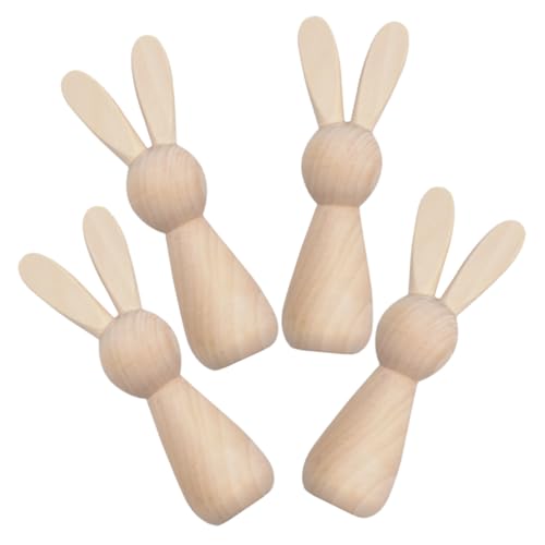 MINAOLULUS 4Stücke DIY Unvollendete Holz Hasenpuppen Leere Holzfiguren für Handwerk zur Raumdekoration und für Familie MINAOLULUS 4Stücke DIY Unvollendete Holz Hasenpuppen Leere Holzfiguren für Handwerk zur Raumdekoration und für Familie von MINAOLULUS