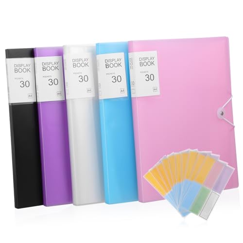 MINAOLULUS 5 Stück Schauordner Dokumentenordner Organisationsportfolio Ordner Mit Taschen Transparente Schulordnerhüllen Großes Schaubuch Organizer Für Wichtige Dokumente Ordner von MINAOLULUS