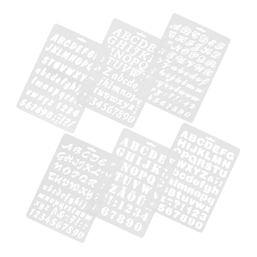 MINAOLULUS 6 Stück Briefvorlage Malschablonen für Wände Schablonen zum Zeichnen Schablonen zum Malen auf Nummernschriften Mini-Schablonen Schablonenalphabet Plastik von MINAOLULUS