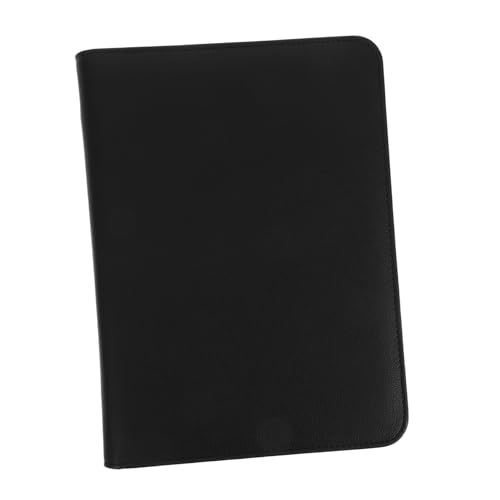 MINAOLULUS Schwarzer Blueprint -Halter Aktentasche mit Reißverschluss Portfolio mit Ringordner Aktentasche mit Ringbuch Portfolio mit Stifthalter Ausstellungsbuch großer Ordner Heft Pu Black von MINAOLULUS