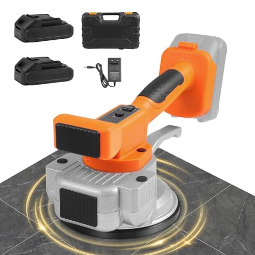MINENICE Fliesenrüttler, Fliesen Vibrationsgerät, 145 mm Saugnapf, Akku Fliesenleger Maschine mit 9 Gang Geschwindigkeit, Fliesenvibrator für 0.3-2.4m Fliesen, Wandfliesen (inkl. 2 Batterien) von MINENICE
