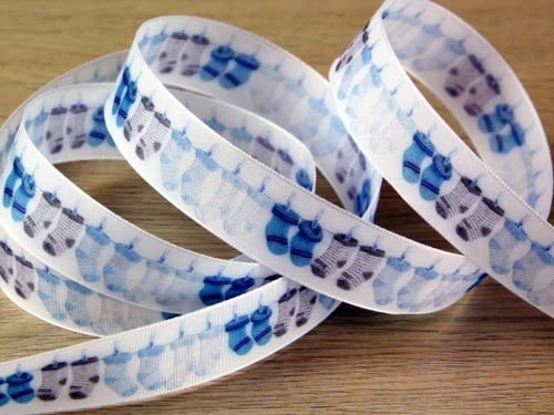 Babysocken, 25 mm, mit Drahtrand, Taftband, Blau, Meterware von MINERVA