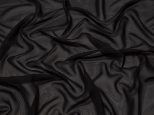 Chiffon-Kleiderstoff, einfarbig, bedruckt, Schwarz, Meterware von MINERVA