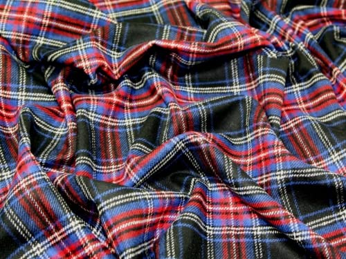 Clan Tartan Polyester & Wolle Blend Check Dress Stoff schwarz Stewart – Meterware + Gratis Minerva Crafts Craft Guide von MINERVA