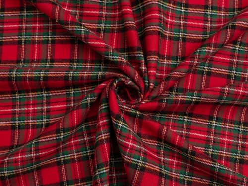 Minerva Gebürsteter Baumwoll-Flanellstoff, grün und rot, Meterware von Minerva