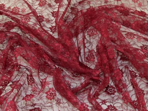 Spitzenstoff mit Blumenmuster, Weinrot, Meterware Spitzenstoff mit Blumenmuster, Weinrot, Meterware von MINERVA