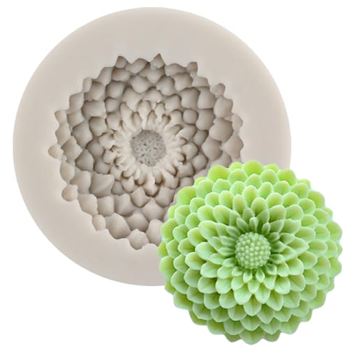 MINFEIDMS 3D-Chrysanthemen-Silikonform für Fondant, zum Dekorieren von Kuchen, Cupcakes, Süßigkeiten, Schokolade, Gummipaste, Polymer-Ton, 1 Stück von MINFEIDMS