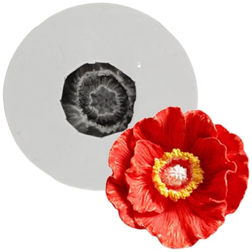 MINFEIDMS Silikonform mit 3D-Mohnblumen-Motiv, Seife, Kerzen, Formen für Kuchendekoration, Cupcake-Topper, Süßigkeiten, Schokolade, Gummipaste, Polymerton von MINFEIDMS
