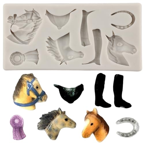 MINFEIDMS Silikonformen Gießformen für Pferd, Hufeisen, Fondant, Cowboystiefel, Pferdekopfform, für Dekoration von Zuckerkuchen, Cupcake, Topper, Gummipaste, Schokolade, Süßigkeiten, Ton MINFEIDMS Silikonformen Gießformen für Pferd, Hufeisen, Fondant, Cowboystiefel, Pferdekopfform, für Dekoration von Zuckerkuchen, Cupcake, Topper, Gummipaste, Schokolade, Süßigkeiten, Ton von MINFEIDMS